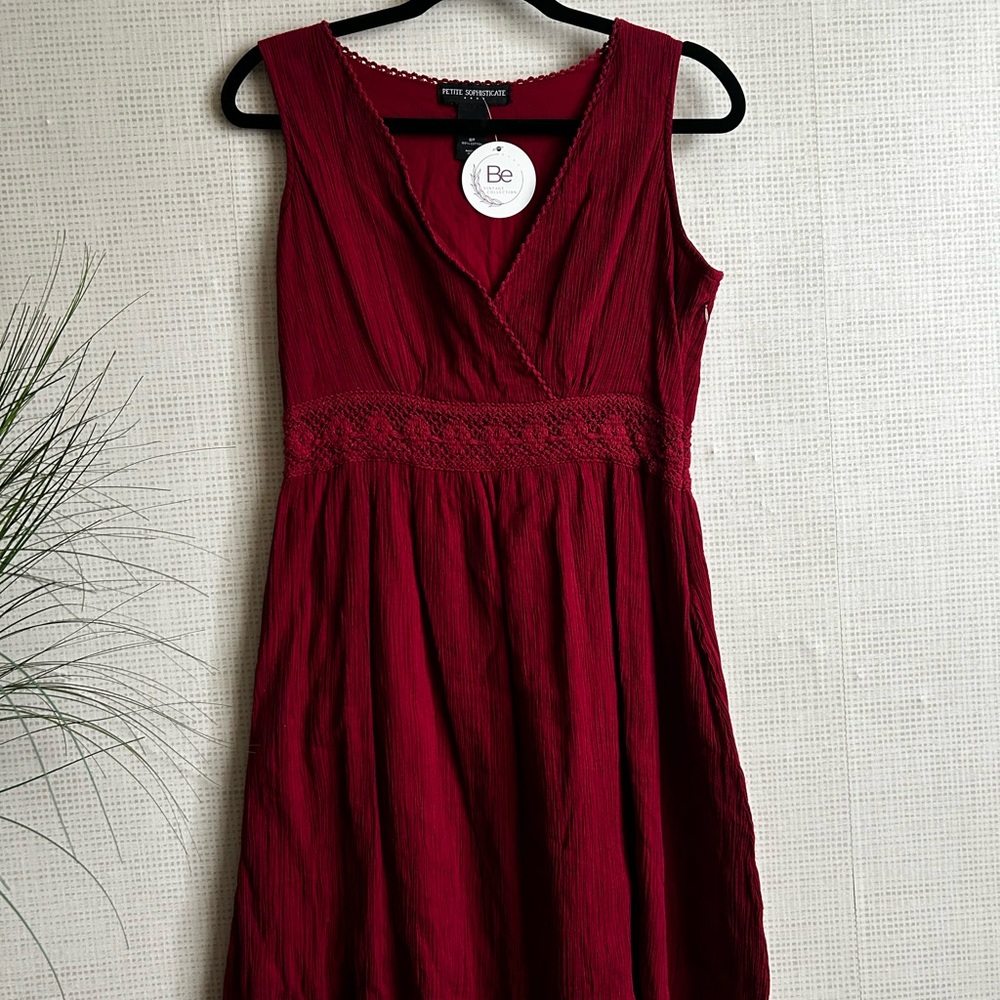 Petite Sophisticate Elegant Red Sleeveless Dress